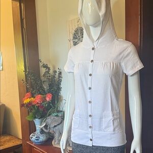 NWT northern reflections size small cotton White Button-Up Hooded Women's Top
